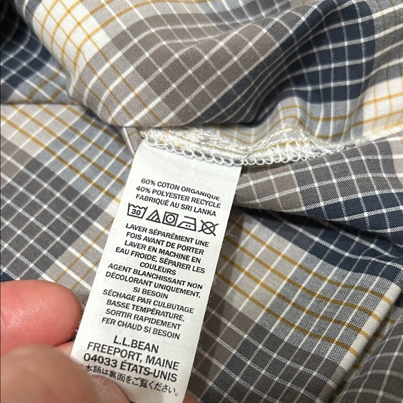 L.L. Bean Shirt Men’s L Navy/White Plaid Casual Button Down Comfort Stretch - Picture 10 of 14